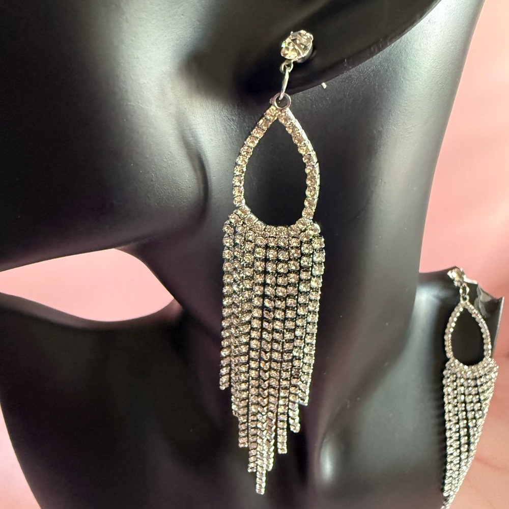 (NEW NWT) Elegant Silver Dangle Earrings